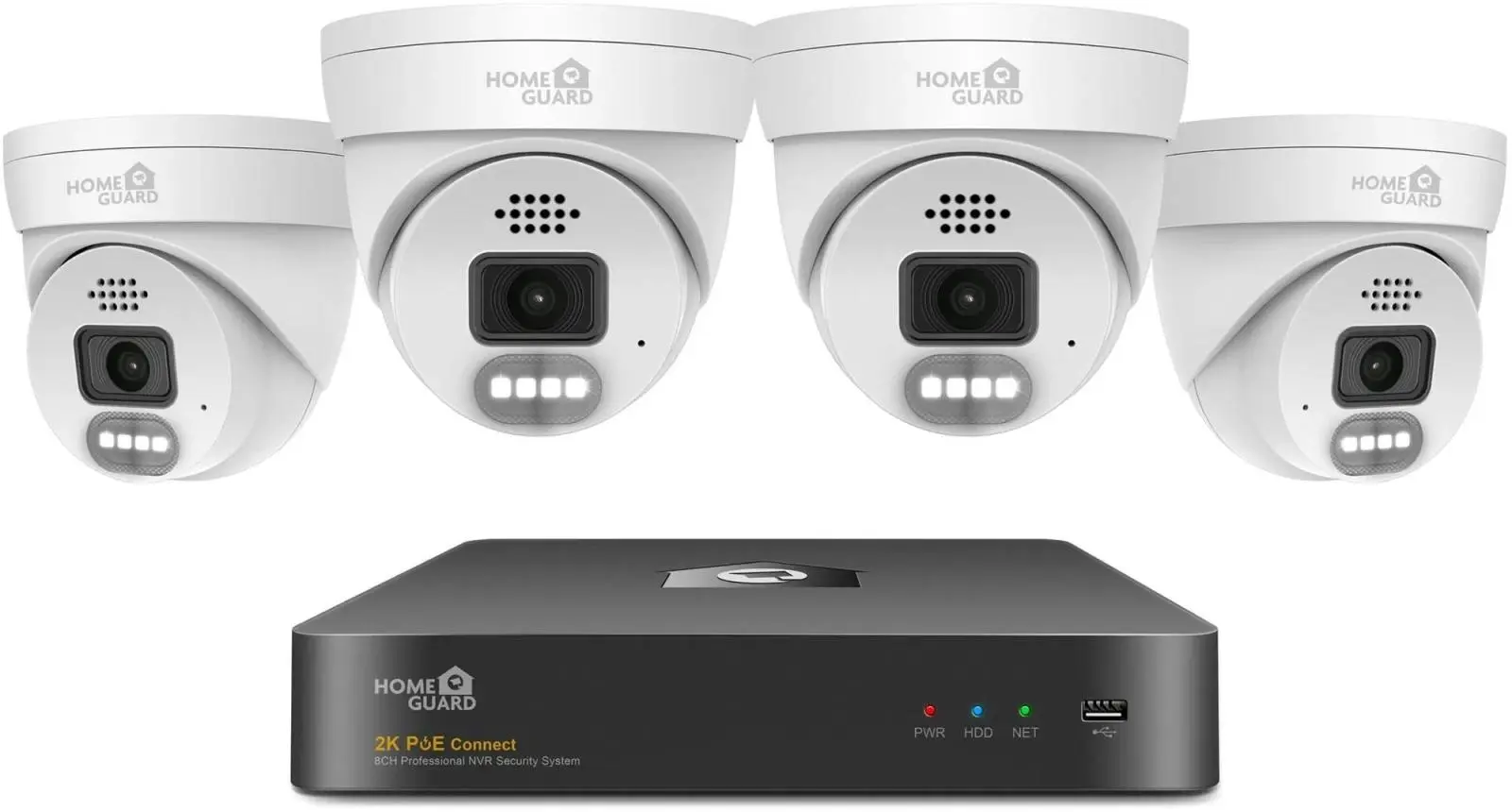 iGET HOMEGUARD HGNVK84804 - kamerový PoE set 2K NVR 8CH + 4x venkovní kamera se zvukem