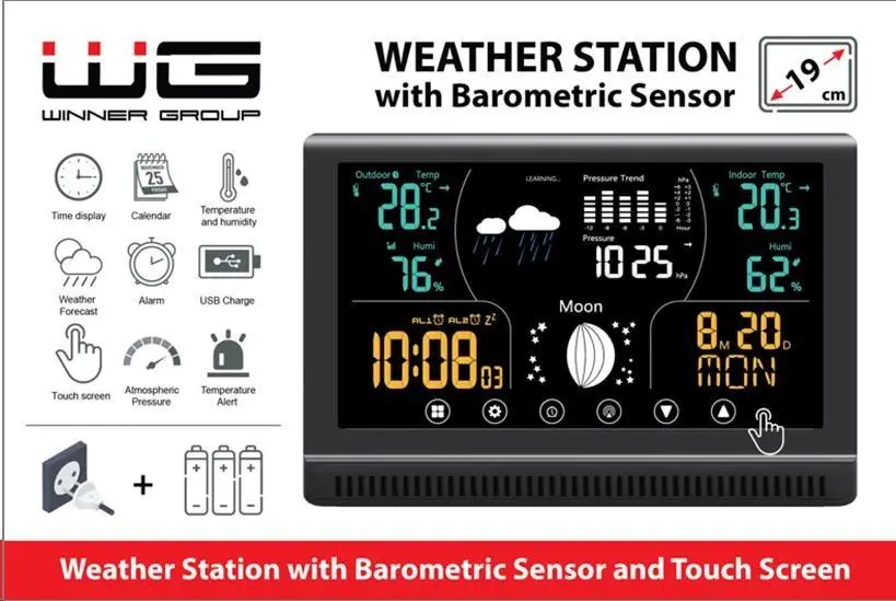 WG - Meteostanice WG3 s venkovním čidlem, černá