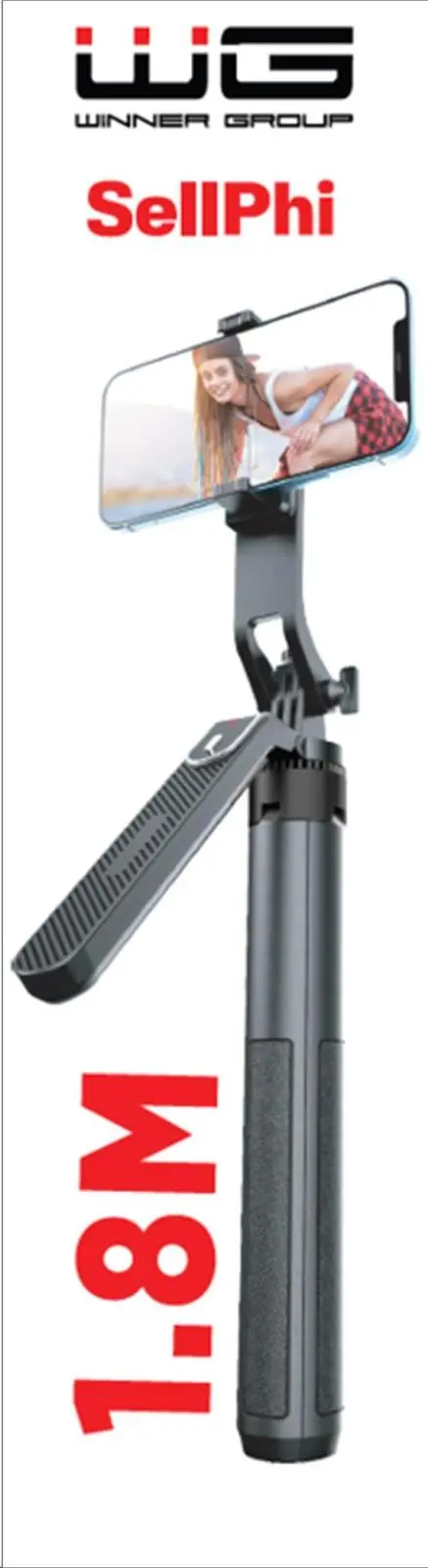 Winner Selfie tyč WG SellPhi 3v1 180cm, black 11656