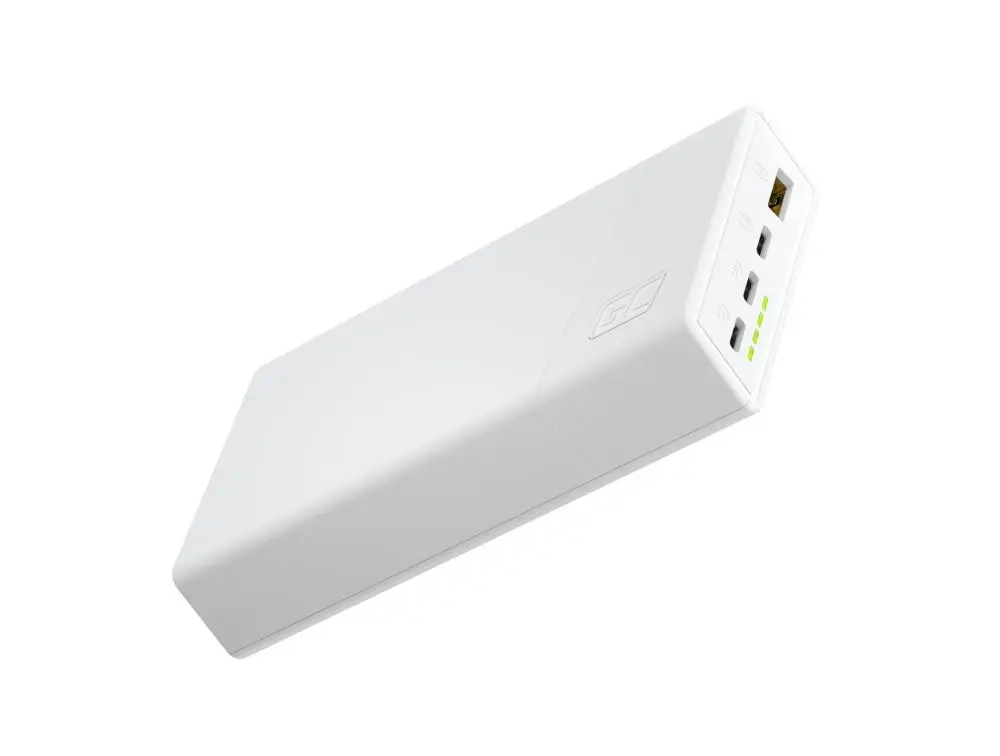 Green Cell GC PowerPlay 20S White Power Bank 20000mAh 22.5W PD USB C with Fast Charging Portable Phone Charger for iPhone 15 14