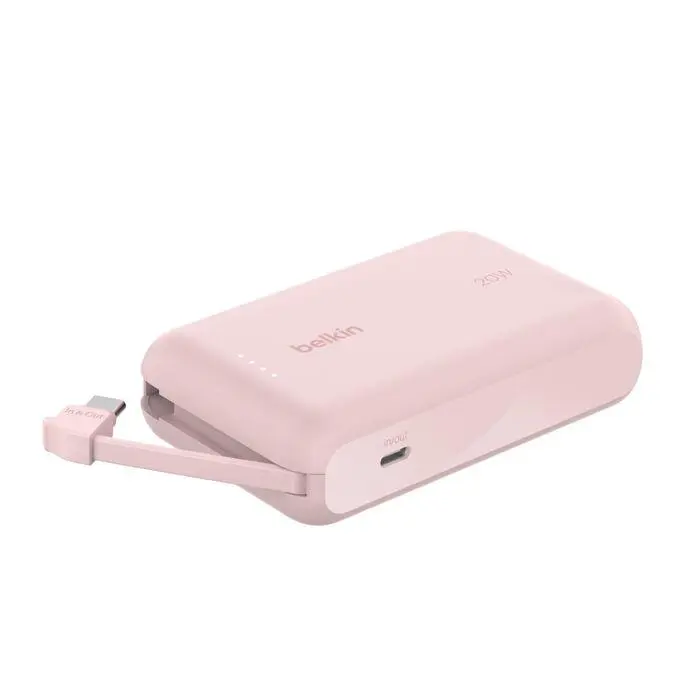 Belkin BOOST CHARGE USB-C Power Delivery PowerBanka s integrovaným USB-C kabelem, 10000mAh, 20W, růžová