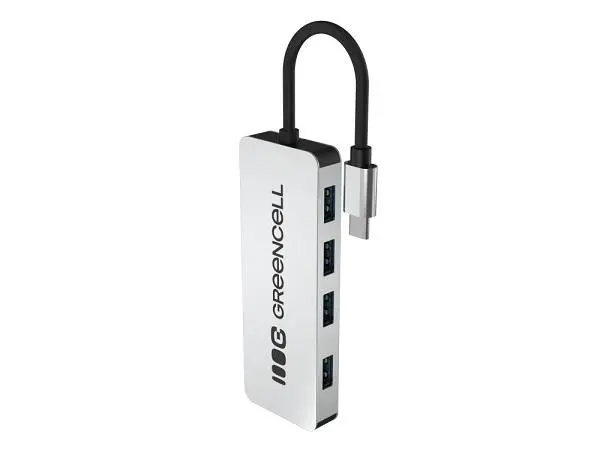 Green Cell USB-C 4v1 HUB (4×USB 3.0) – rychlý přenos 5 Gb/s, hliníkové pouzdro