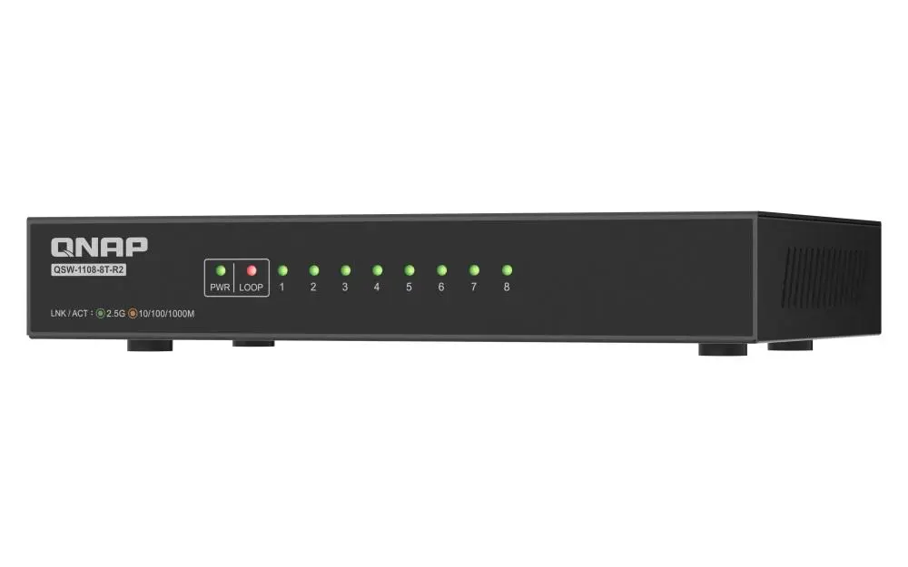 QNAP switch QSW-1108-8T-R2 (8x 2,5GbE port, pasivní chlazení, podpora 100M/ 1G/ 2,5G)