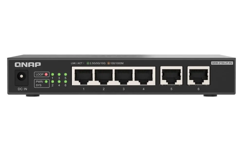 QNAP switch QSW-2104-2T-R2 (4x 2,5GbE RJ45 a 2x 10GbE RJ45)
