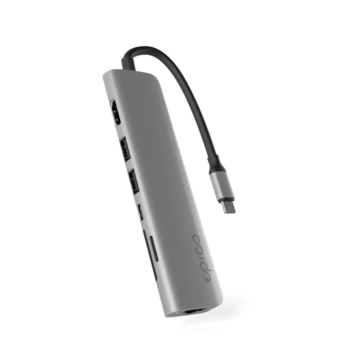Hliníkový USB-C hub 7v1 Epico s podporou 8K - vesmírně šedý