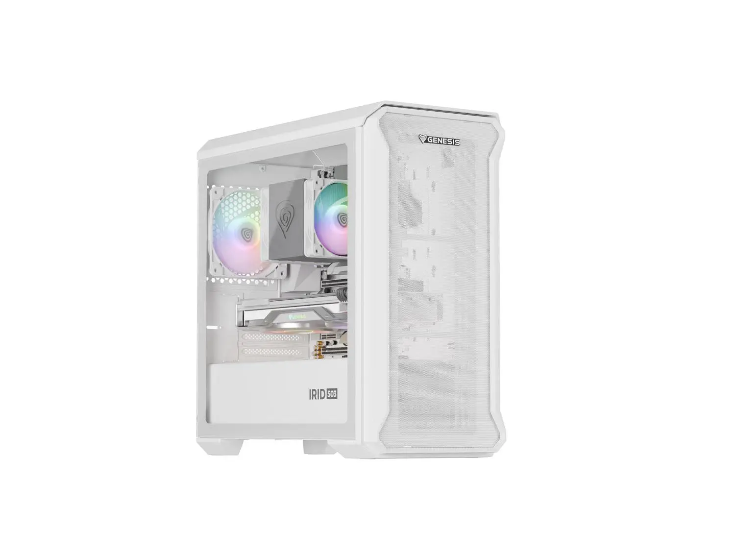 Počítačová skříň Genesis IRID 503 ARGB LITE/Mini Tower/Transpar./Bílá
