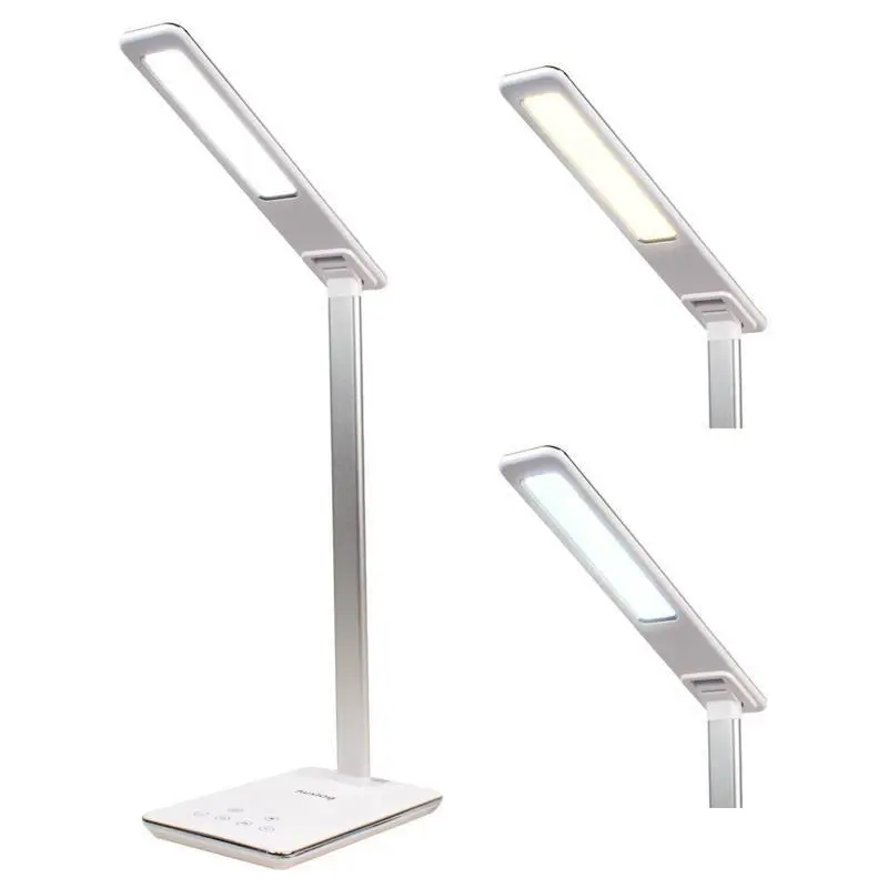 Stolní LED lampička Huslog bílá s bezdrátovou nabíječkou