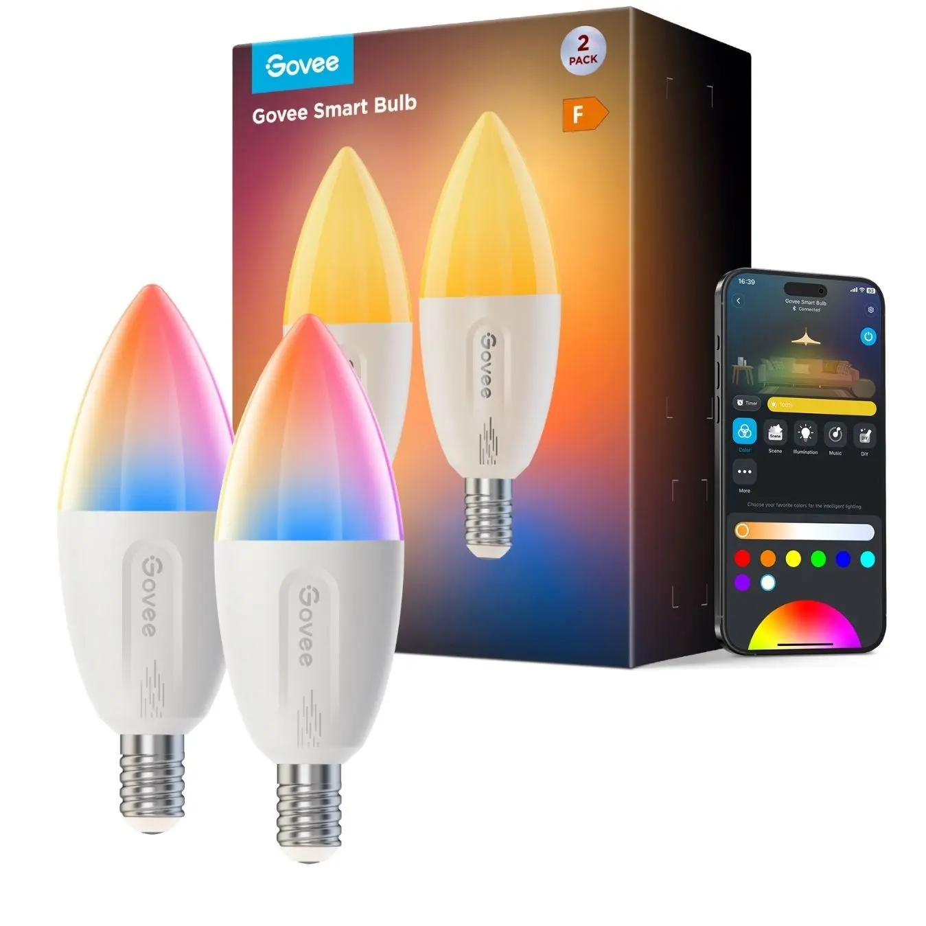 Govee Smart žárovka RGBWW 5W-50W 450lm E14 Long Life 2ks Matter