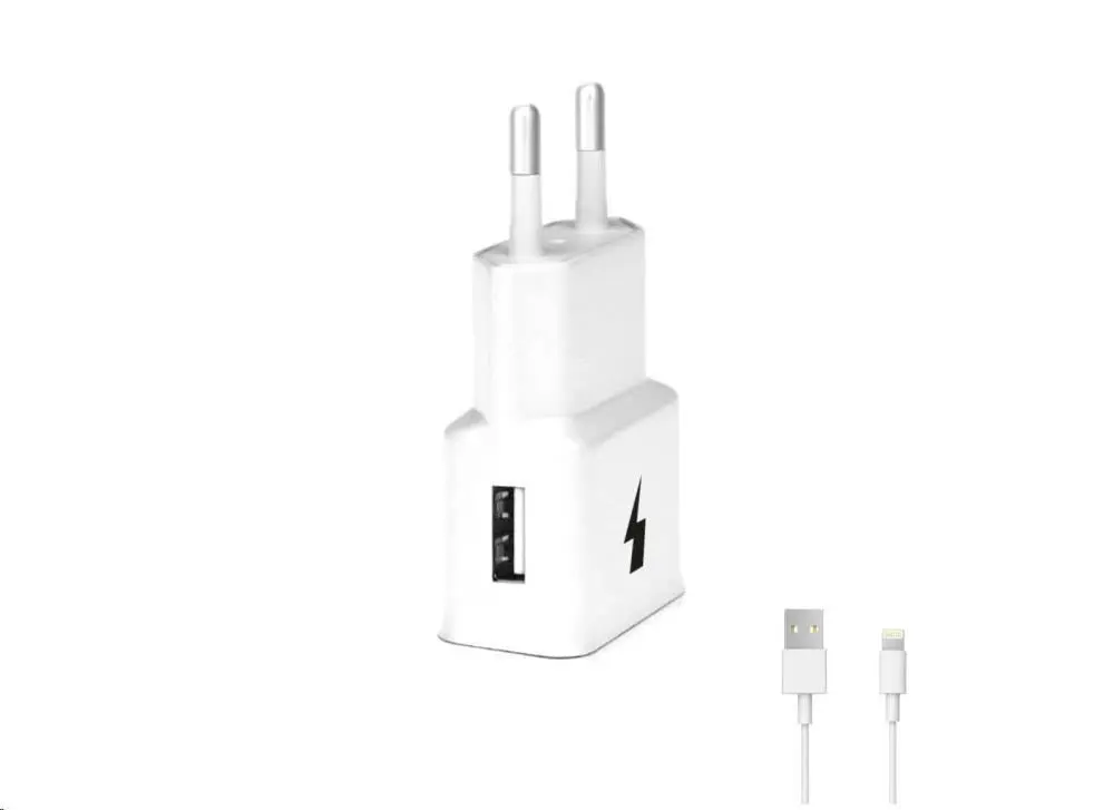 WG - Síťová nabíječka 1x USB-A, Quick Charge 3.0, 5V-9V-12V, kabel USB-A na Lightning, bílá