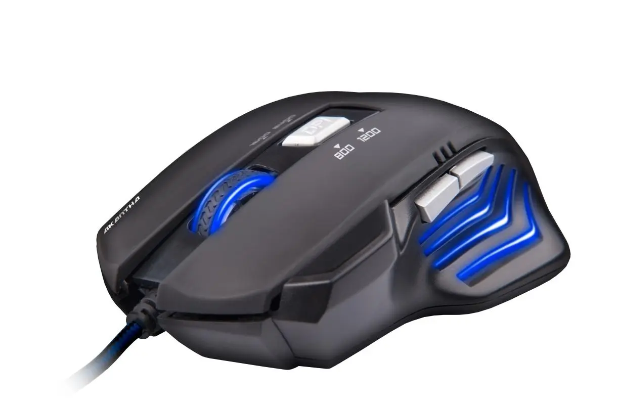 C-TECH Akantha/Herní/Optická/Pro praváky/2 400 DPI/Drátová USB/Modrá