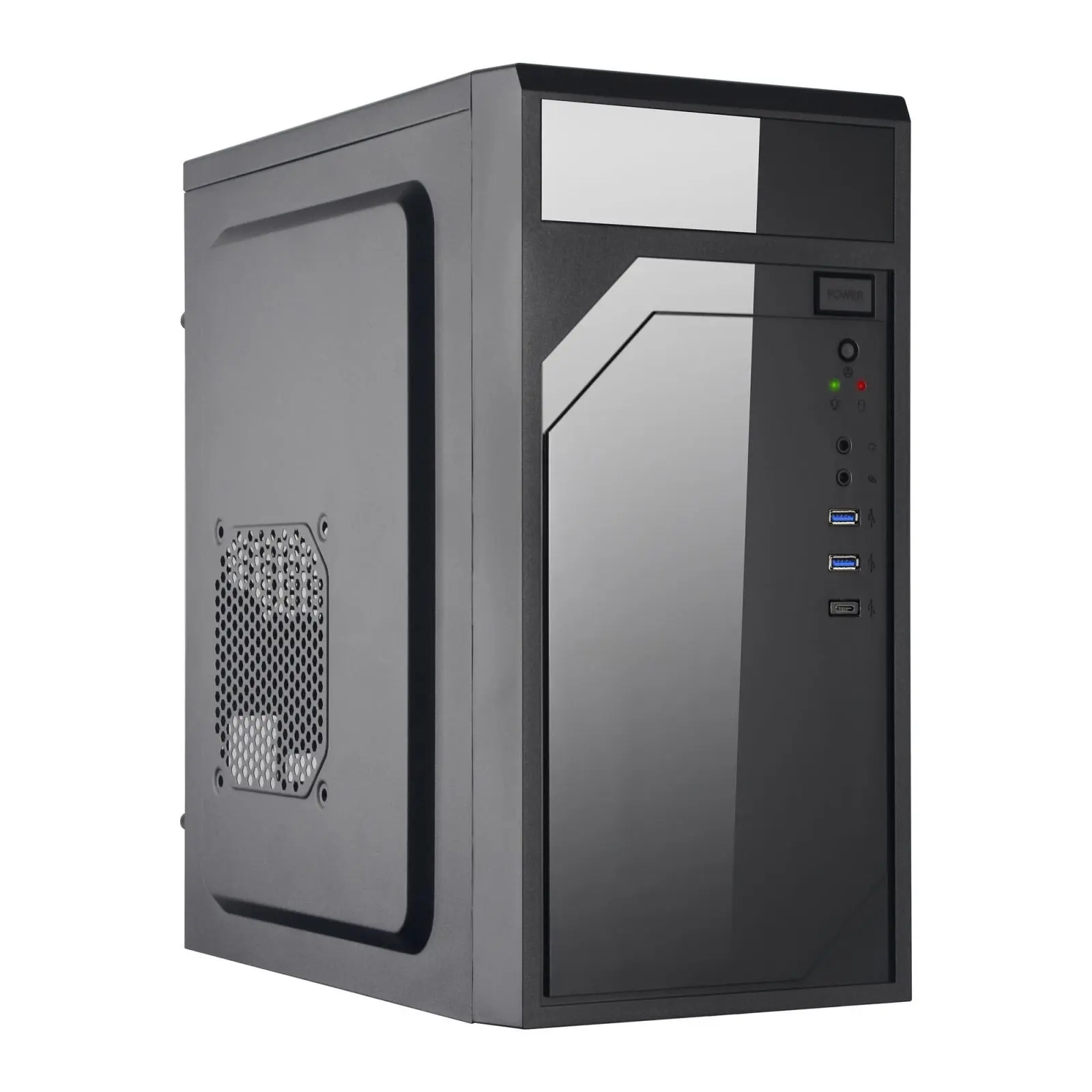 EUROCASE skříň ML M6-590B, Mini Tower, 1xUSB-C, 2x USB 3.0, 2x audio, černá