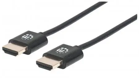 MANHATTAN Ultra-thin High Speed HDMI Cable with Ethernet, HEC, ARC, 3D, 4K, HDMI Male to Male, Shielded, Black, 0, 5m