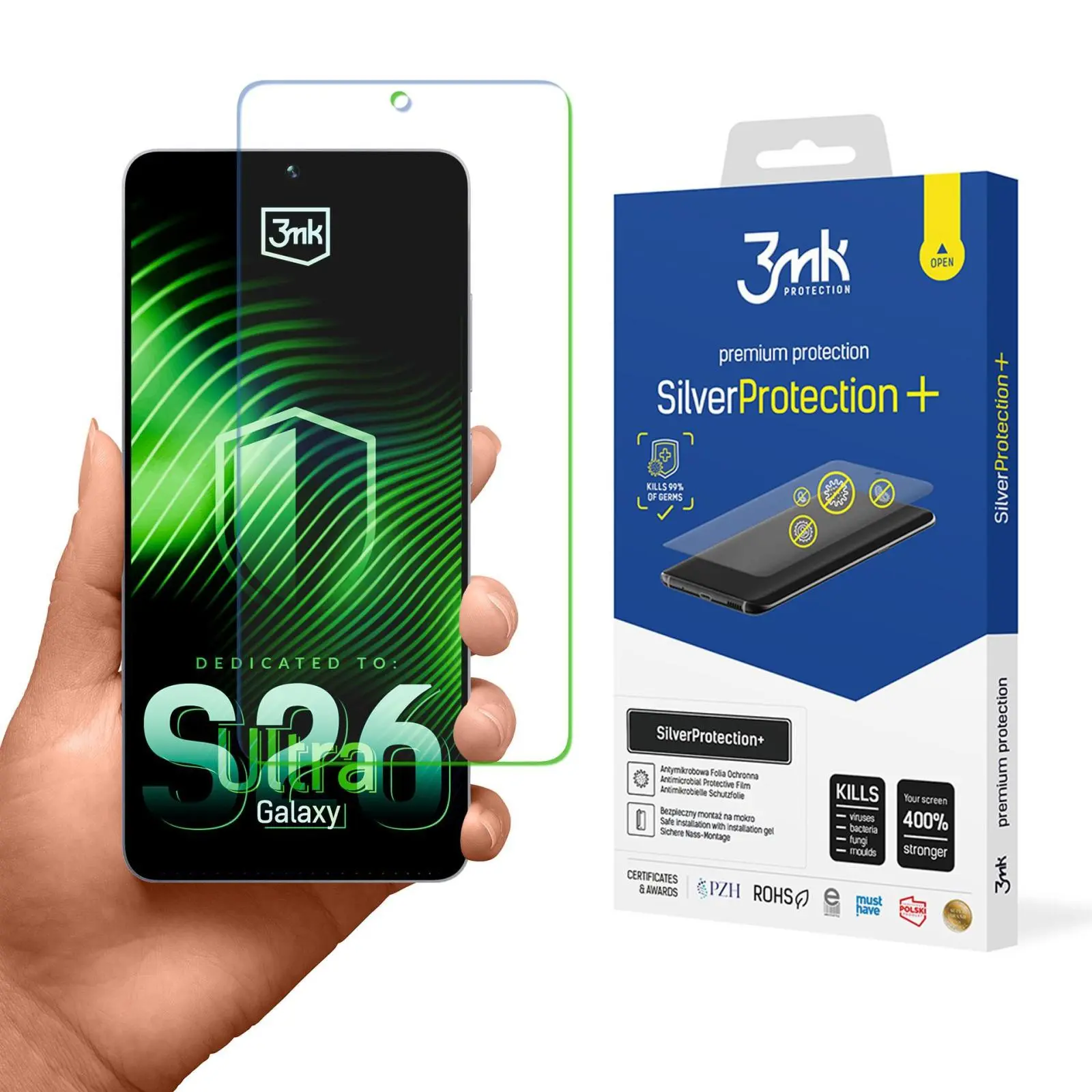 3mk – SilverProtection+ antibakteriální ochranná fólie pro Samsung Galaxy S26 Ultra – čirá