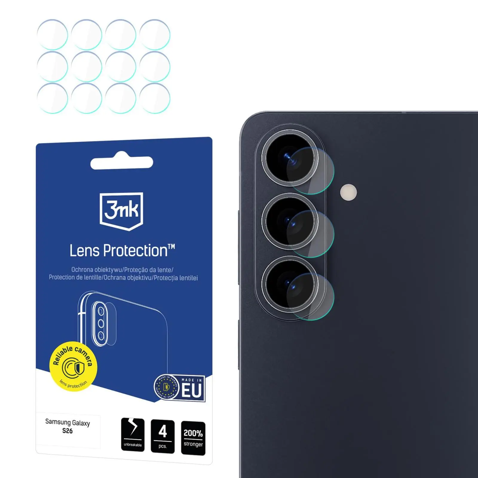 3mk - Ochrana objektivu (4 pack) - Samsung Galaxy S26 - Průhledná