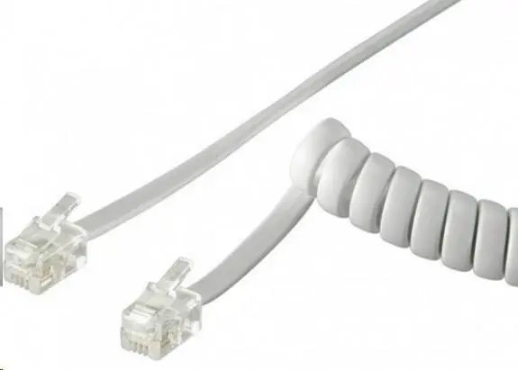 PremiumCord Kabel telefonní sluchátkový kroucený 4 žíly 4m - bílý