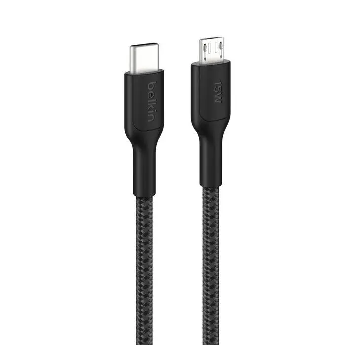 Belkin BOOST CHARGE PRO USB-C/microUSB, 1m, černý - odolný