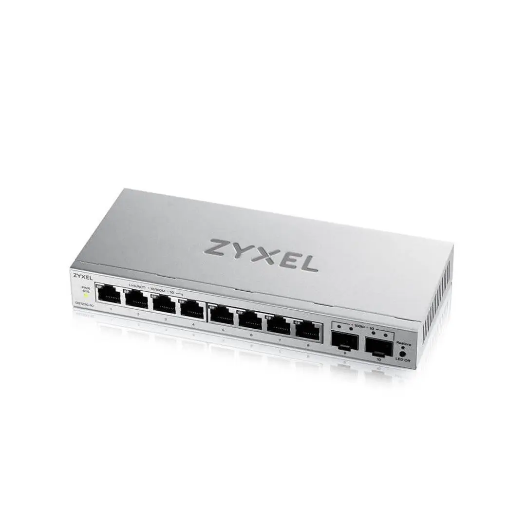Zyxel GS1200-10 v3, 8 Port Gigabit, 2 x SFP webmanaged Desktop Switch