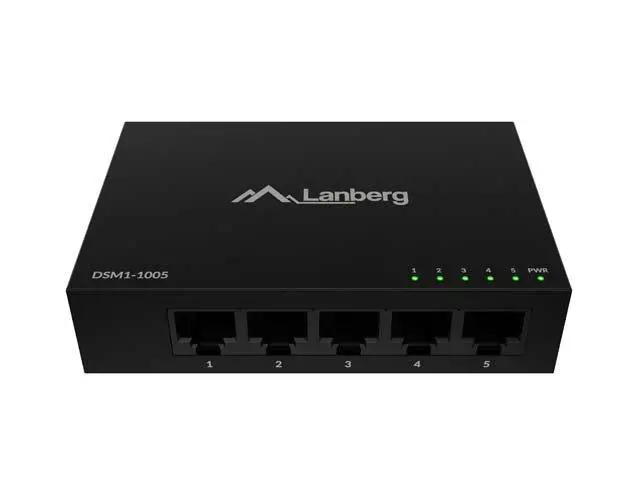 LANBERG SWITCH DSM1-1005 5X 1GB/S UNMANAGED GIGABIT ETHERNET DESKTOP 12V (KOVOVÝ KRYT)