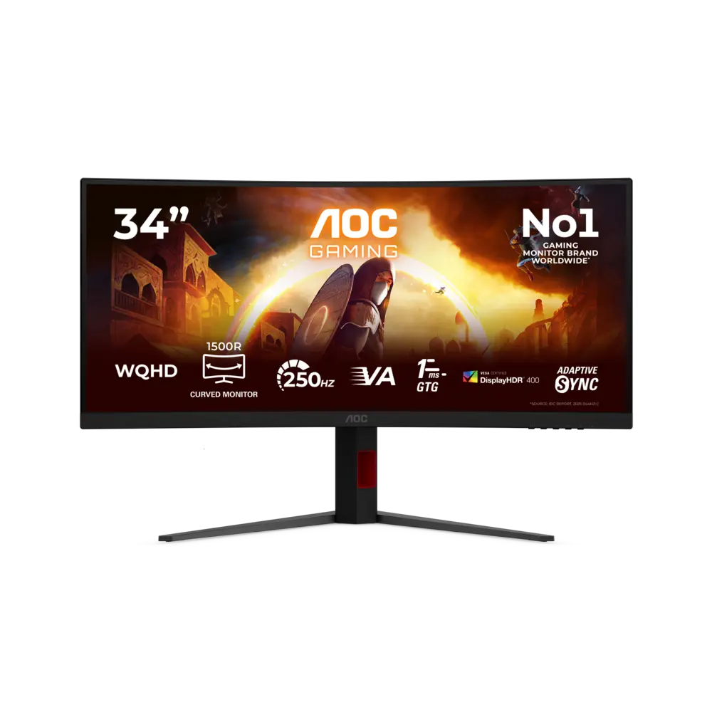 AOC LCD herní CU34G4ZCA 34" zakřivený VA/3440x1440@250Hz/0,3ms/450cd/2xHDMI/DP/2xUSB/USB-C/HAS/VESA