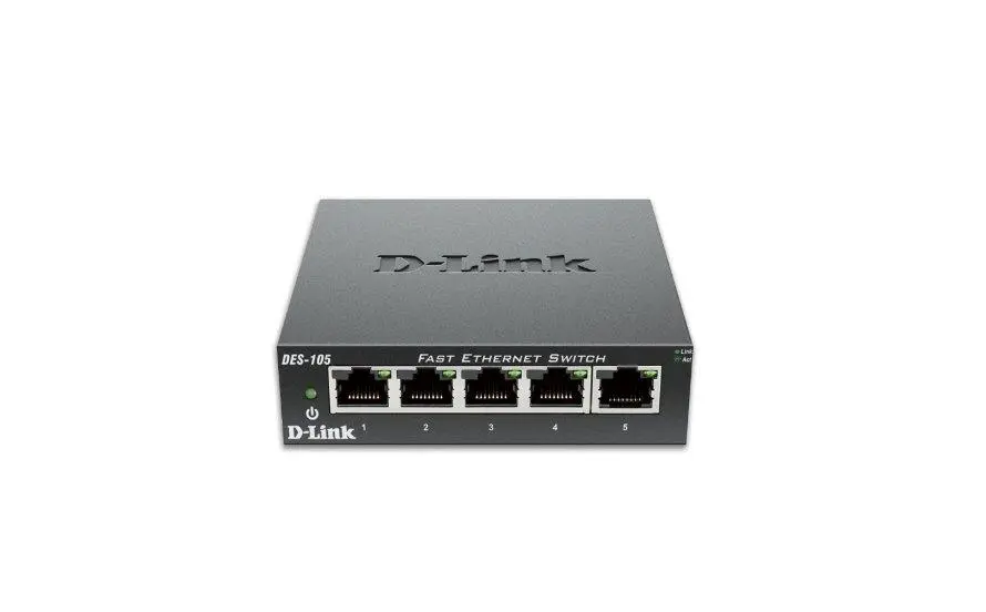 D-Link 5-Port Fast Ethernet Unmanaged Desktop Switch, DES-105/V