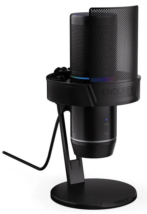 Endorfy Solum 2 Pro,Mikrofon, kondenzátorový, kardioidní, pop-up filtr, dotykové ztlumení, RGB podsvícení, LED signaliza