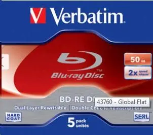 VERBATIM BD-RE DL (5-pack)Blu-Ray/Jewel/2x/50GB