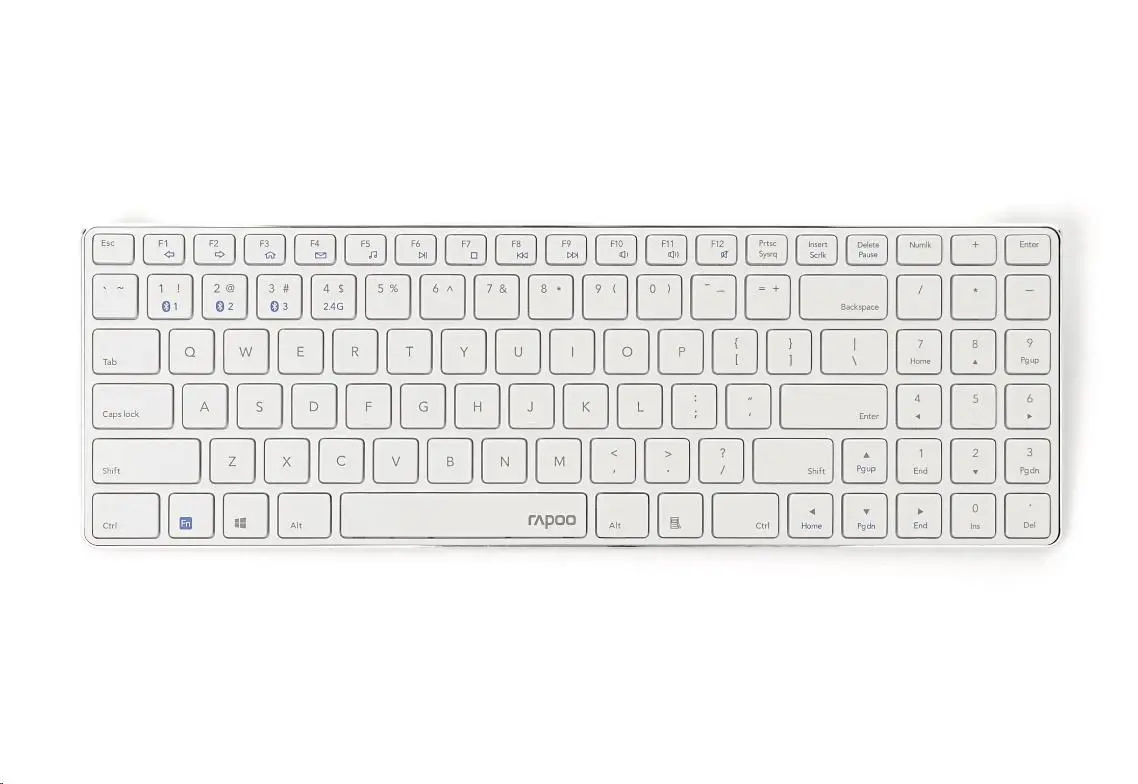 RAPOO klávesnice E9100M, bezdrátová, Ultra-slim, CZ/SK, bílá