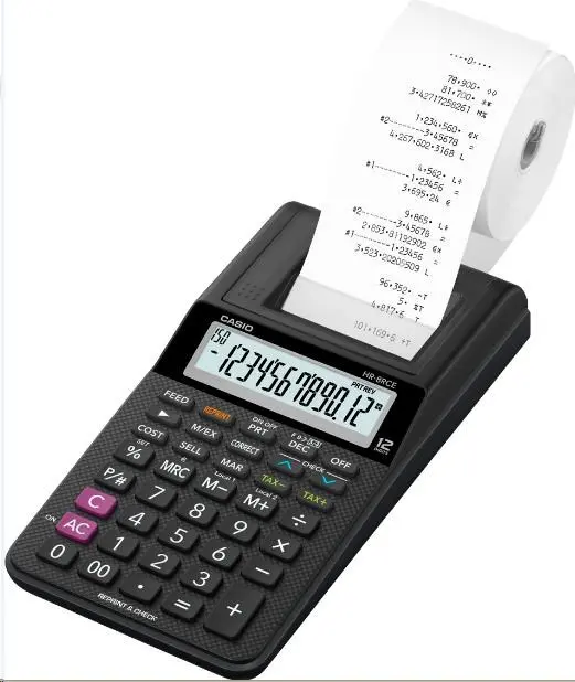 Kalkulačka Casio HR 8 RCE BK s tiskem