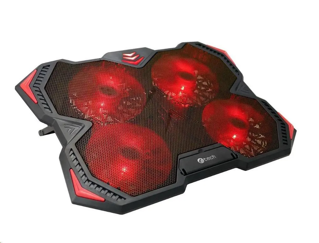 Chladící podložka C-TECH Zefyros (GCP-01R), casual gaming, 17,3", červené podsvícení, regulace otáče