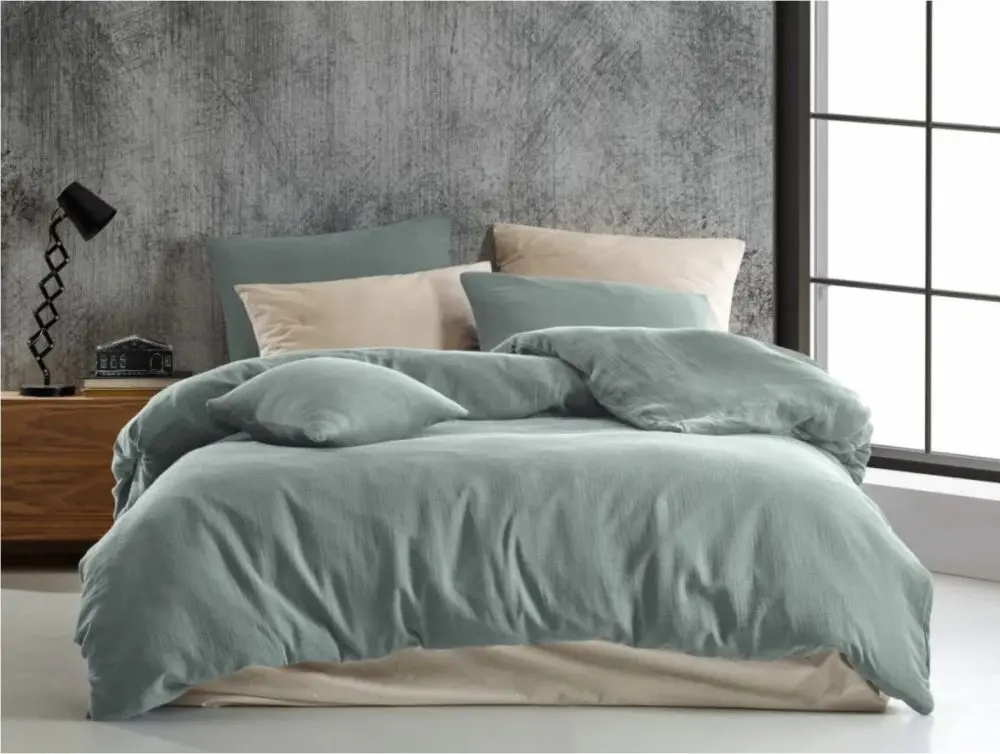TOP Mušelínové povlečení 140x220+70x90 Světle zelené