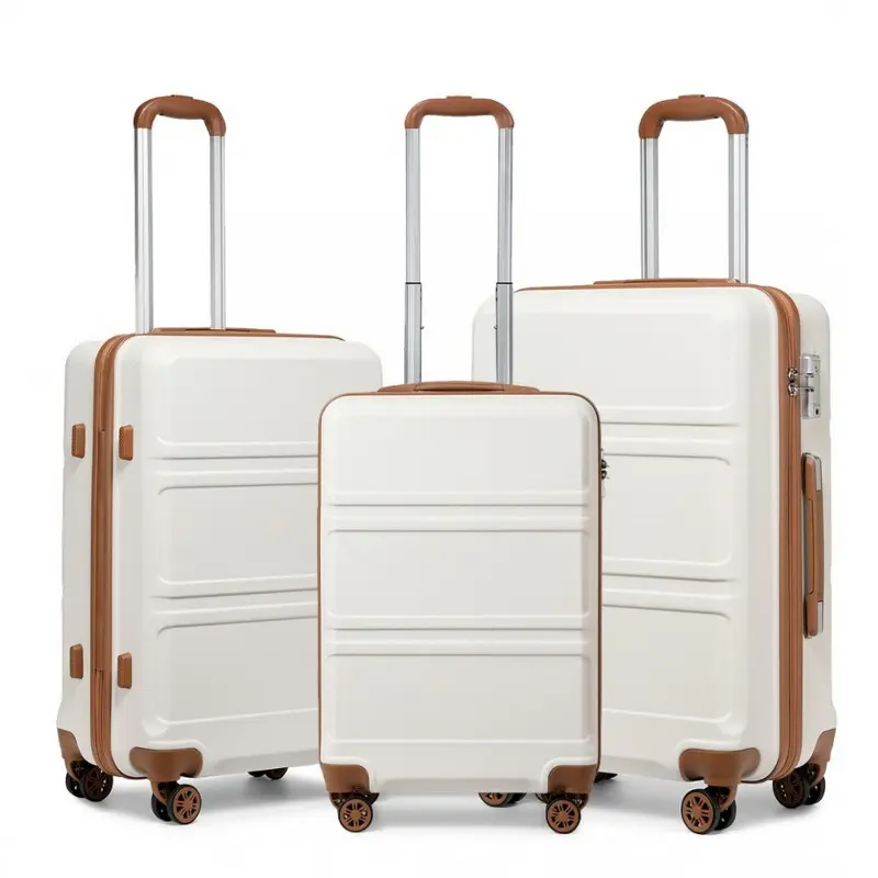 Bílá sada lehkých kufrů s TSA zámkem “Travelmania“ - vel. M, L, XL