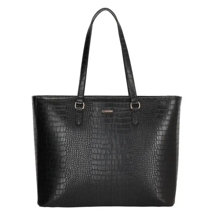 Černá vroubkovaná shopper kabelka „Olympie“