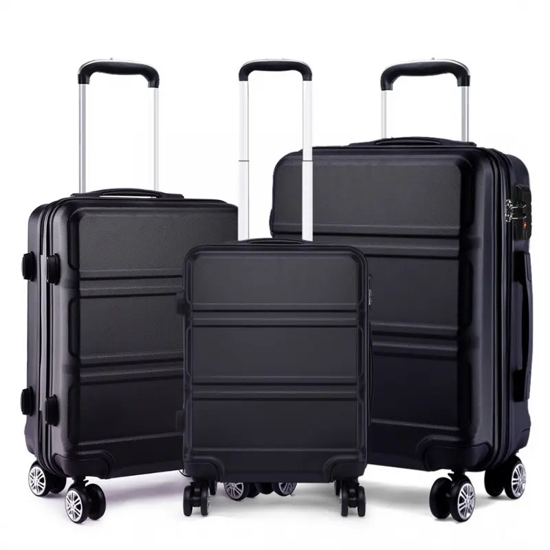 Černá sada lehkých kufrů s TSA zámkem “Travelmania“ - vel. M, L, XL