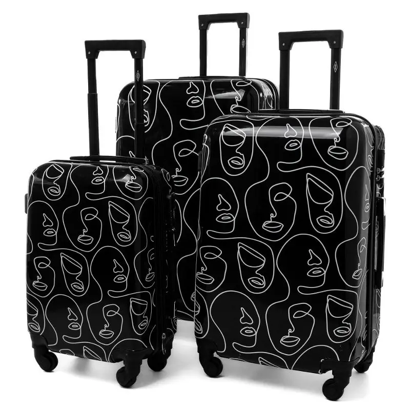 Černá sada 3 skořepinových cestovních kufrů “Mystery“ - vel. M, L, XL