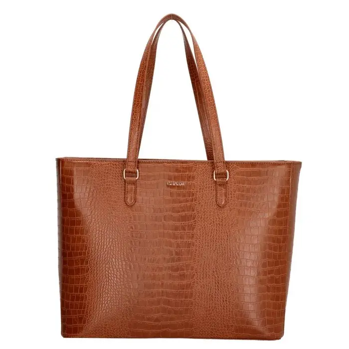 Hnědá vroubkovaná shopper kabelka „Olympie“