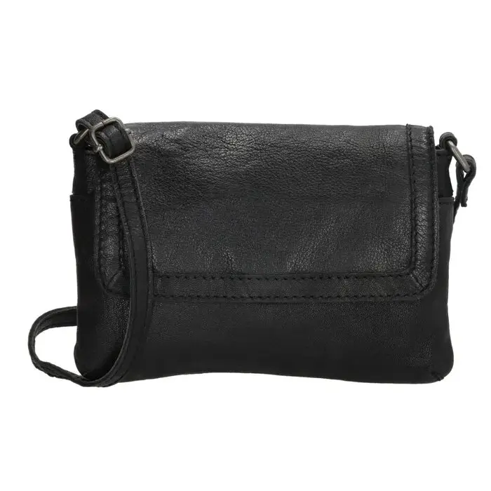 Černá prošívaná kožená crossbody kabelka „Tanya“