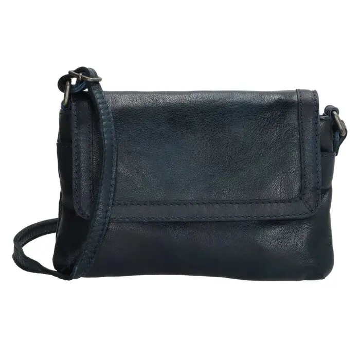 Modrá prošívaná kožená crossbody kabelka „Tanya“