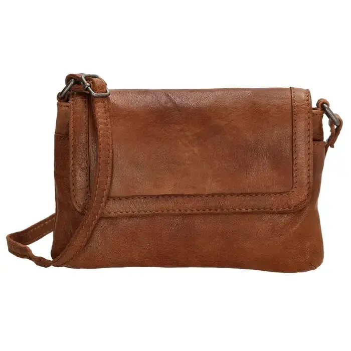 Hnědá prošívaná kožená crossbody kabelka „Tanya“