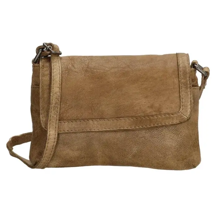 Béžová prošívaná kožená crossbody kabelka „Tanya“
