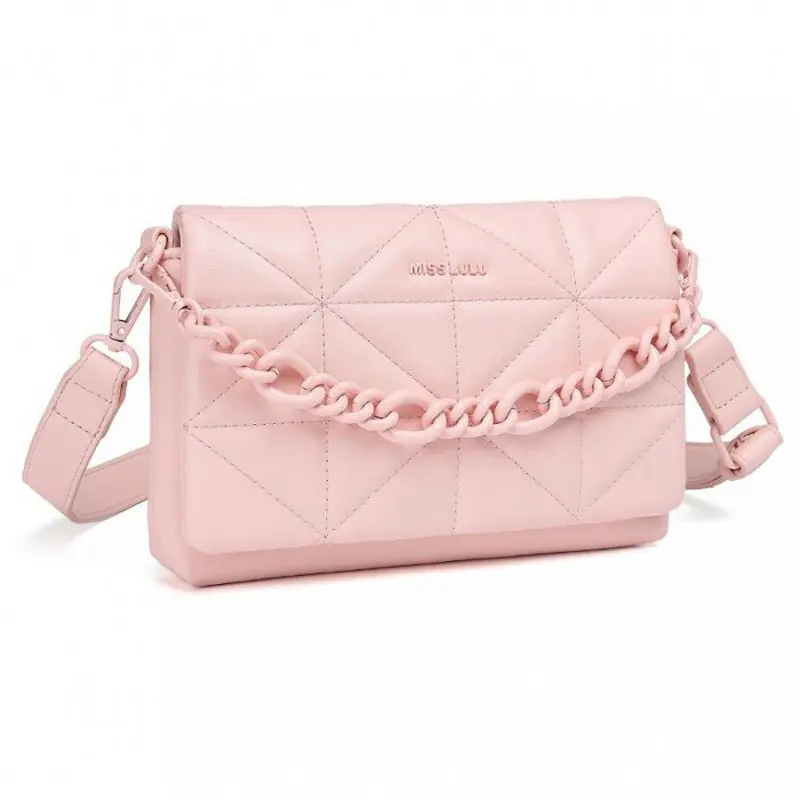 Růžová extravagantní crossbody kabelka “Chain“