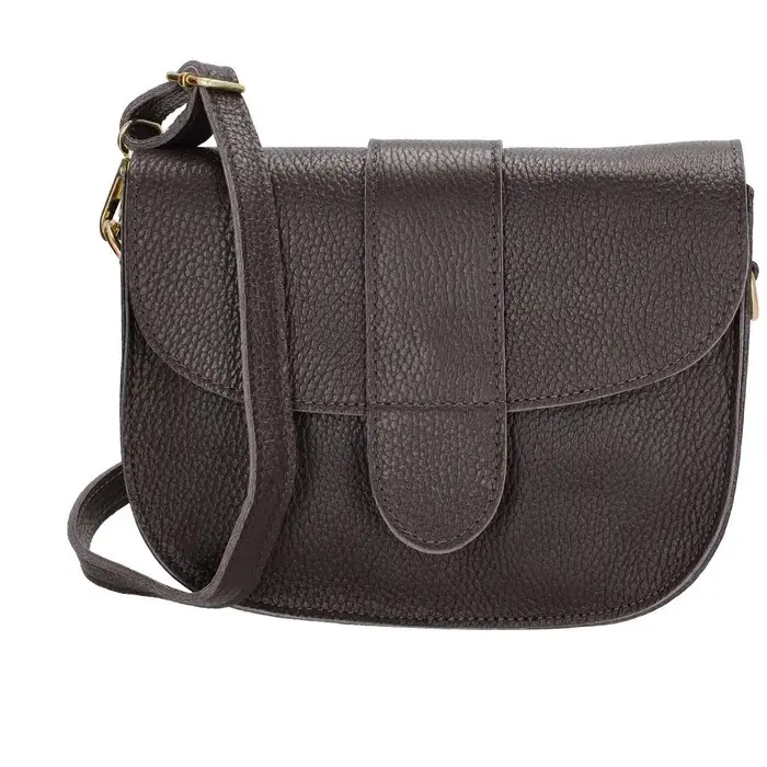 Tmavě hnědá prošívaná crossbody kabelka „Fame“