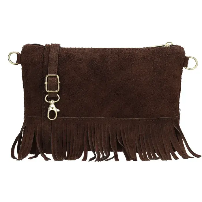 Tmavě hnědá vintage kožená crossbody kabelka „Carrie“