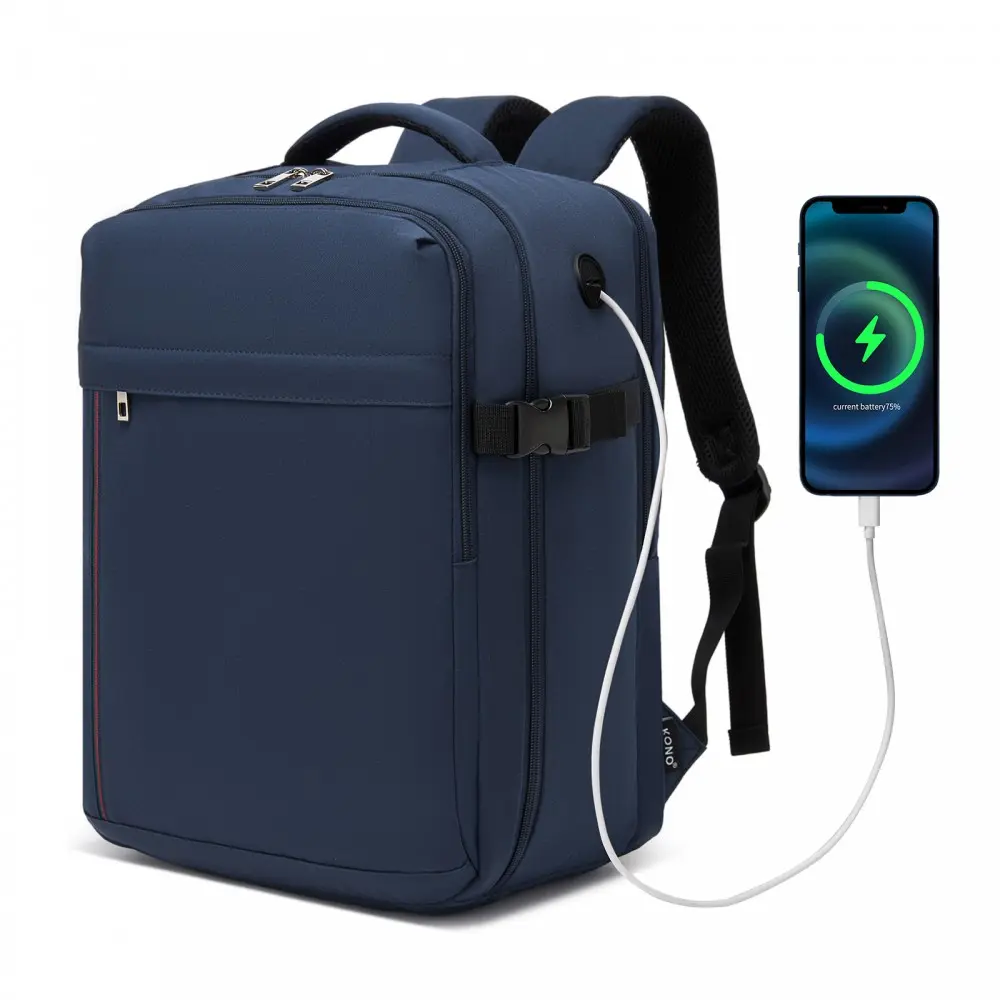 Tmavě modrý lehký batoh do letadla s USB otvorem “Travelstar“ - vel. M
