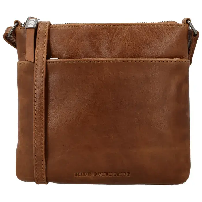 Hnědá čtvercová crossbody z pravé kůže „Milano“