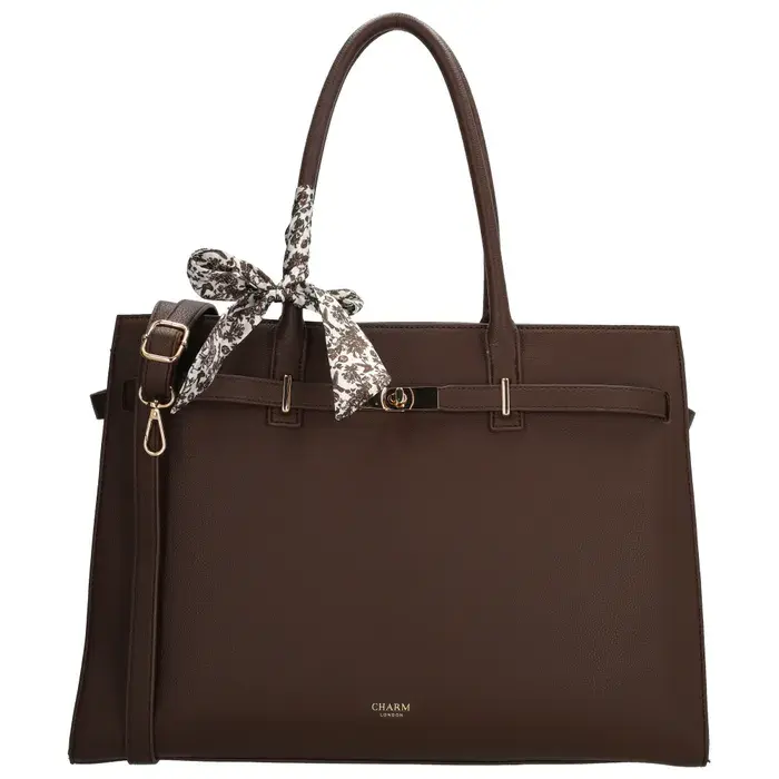 Hnědá velká shopper kabelka na notebook „Crystal”