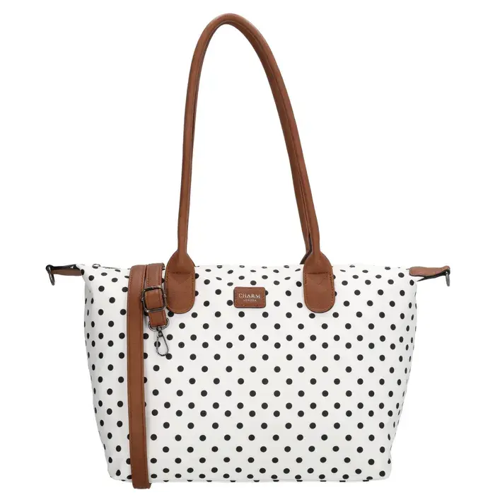 Bílá puntíkovaná objemná shopper kabelka „Femine”