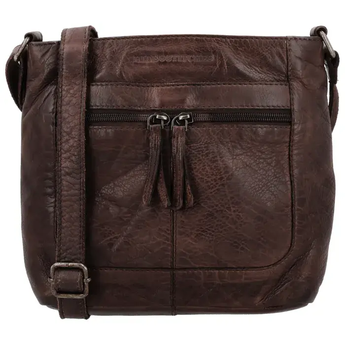 Tmavě hnědá čtvercová kožená crossbody kabelka „Alisha”