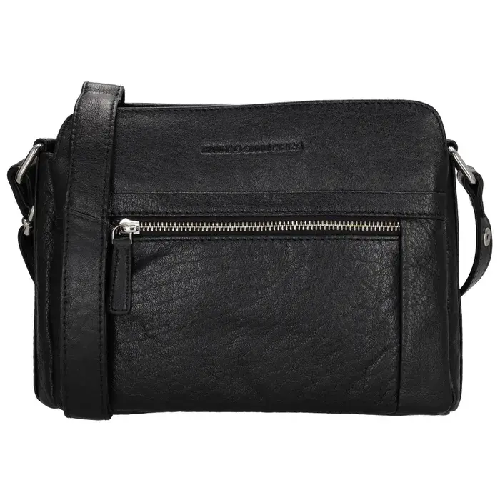 Černá prošívaná kožená crossbody kabelka „Florenza“