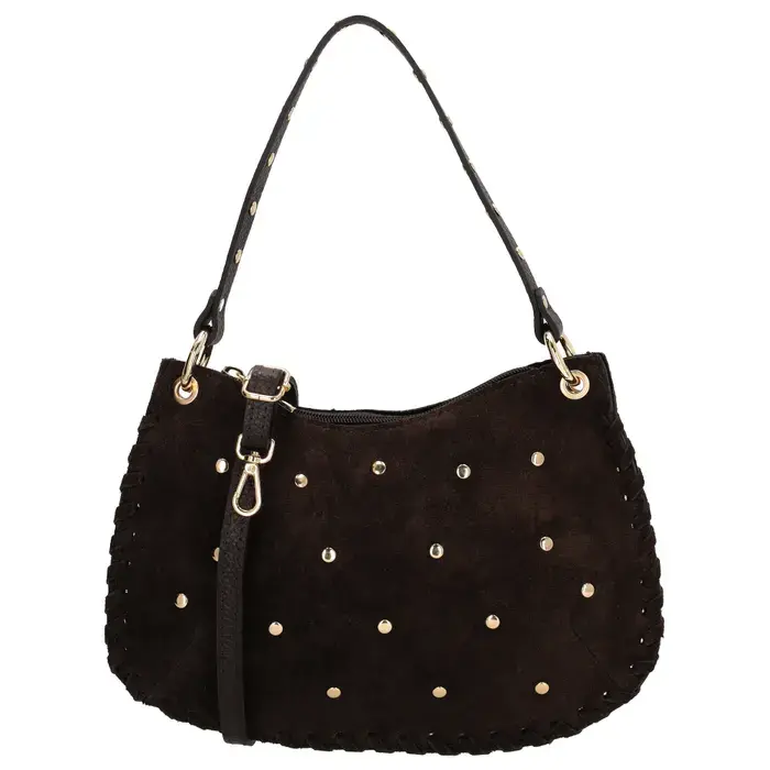 Tmavě hnědá luxusní crossbody kabelka z pravé kůže „Brilliant”