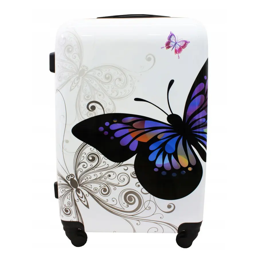 Bílý skořepinový cestovní kufr “Butterfly“ - vel. M, L, XL